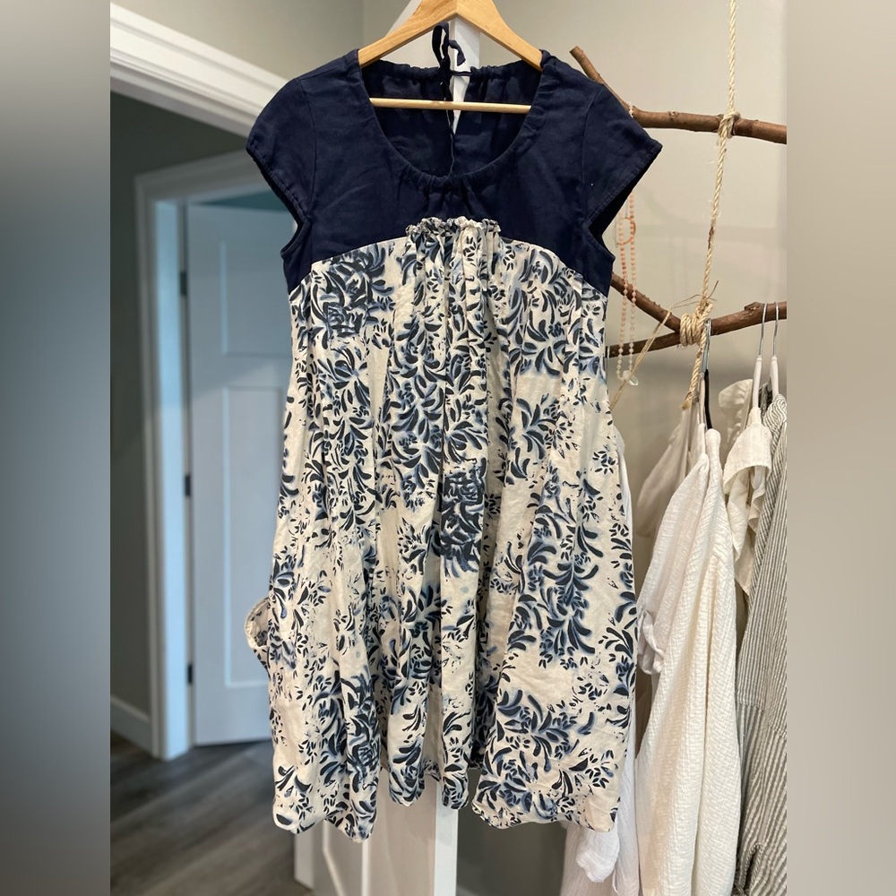 Navy and Cream Floral Dress